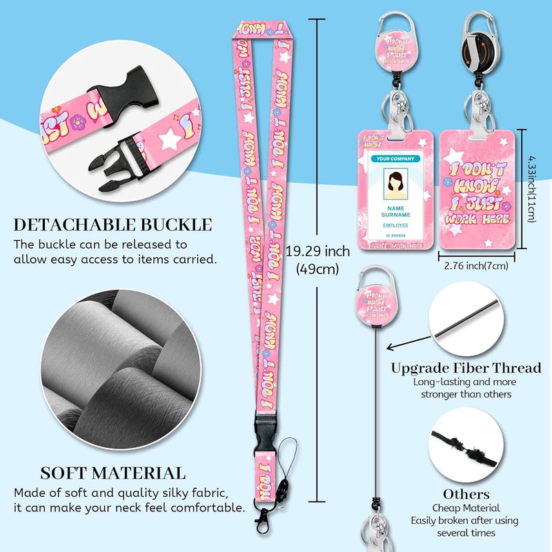 Hancynir Lanyards for Id Badges, Cute Funny Badge Holder with Retractable Reel Clip, Work Name Tags Keychain Lanyard ID Card Protector Cover Case for Women Teacher Nurse Nursing Doctor Office - Image 4